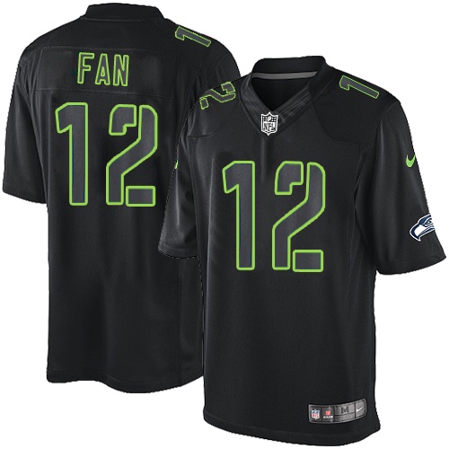 Youth Elite 12th Fan Nike Jersey Black - Impact NFL Seattle Seahawks